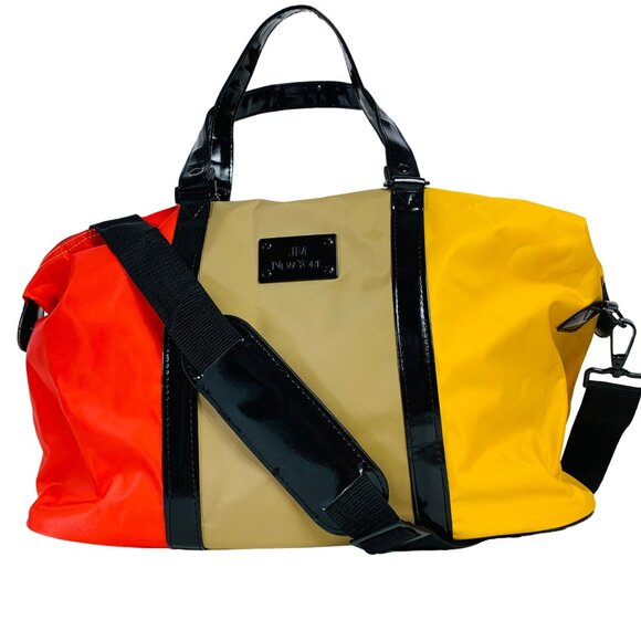 JM New York Colorblock Tote Bag 80s Style Weekender Travel Overnight VTG Fashion - Picture 15 of 15